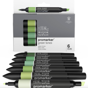 Set Promarker - Winsor & Newton - Toni verdi, 6 pz.