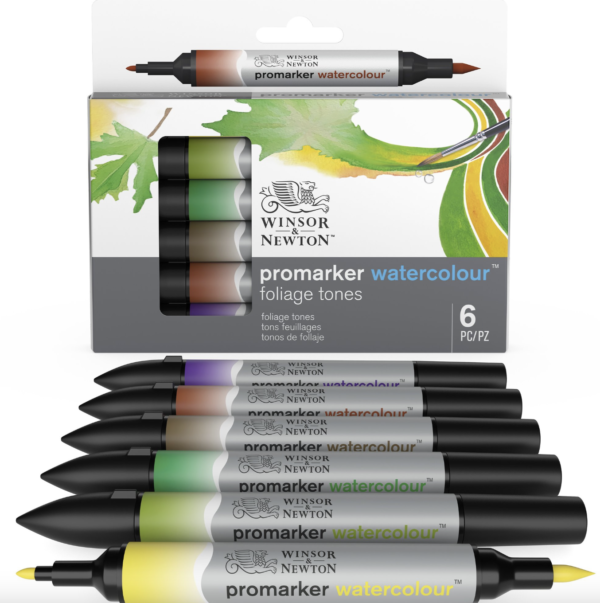 Set di acquerelli Promarker - Winsor & Newton - Foliage Tones, 6 pz.