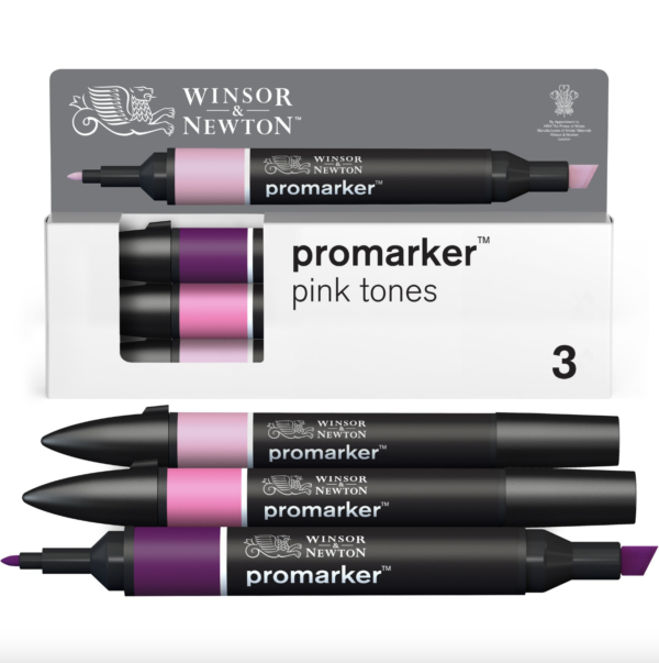 Set Promarker - Winsor & Newton - Toni rosa, 3 pz.